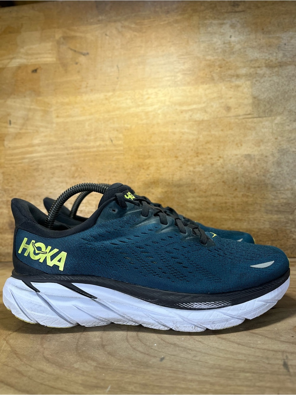 Hoka One One Clifton 8 Mens Size 9 X-tra Wide Running Shoes Sneakers Blue Coral